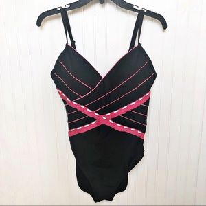 Vintage Fantasizer Black & Red One-Piece Swimsuit